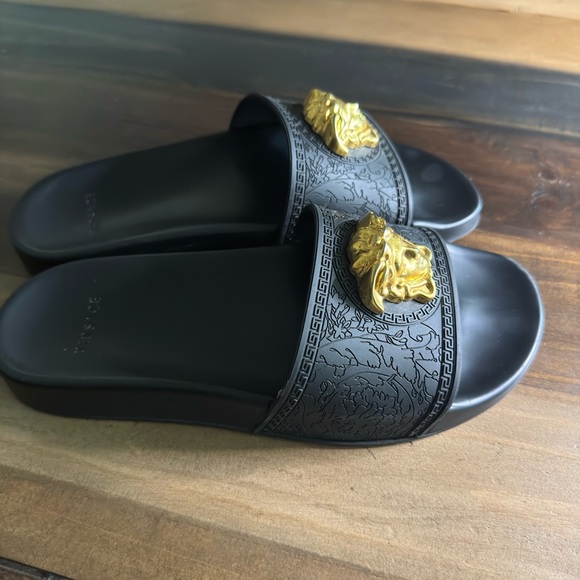 Versace Shoes - Versace Black Palazzo Pool Slides